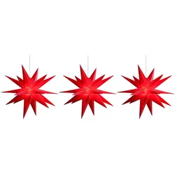 Novaliv, LED Weihnachtsdeko, 3er Sparset Weihnachtssterne Dekosterne 55cm Rot Aussen Kabel mit Trafo & Timerfunktion 3D