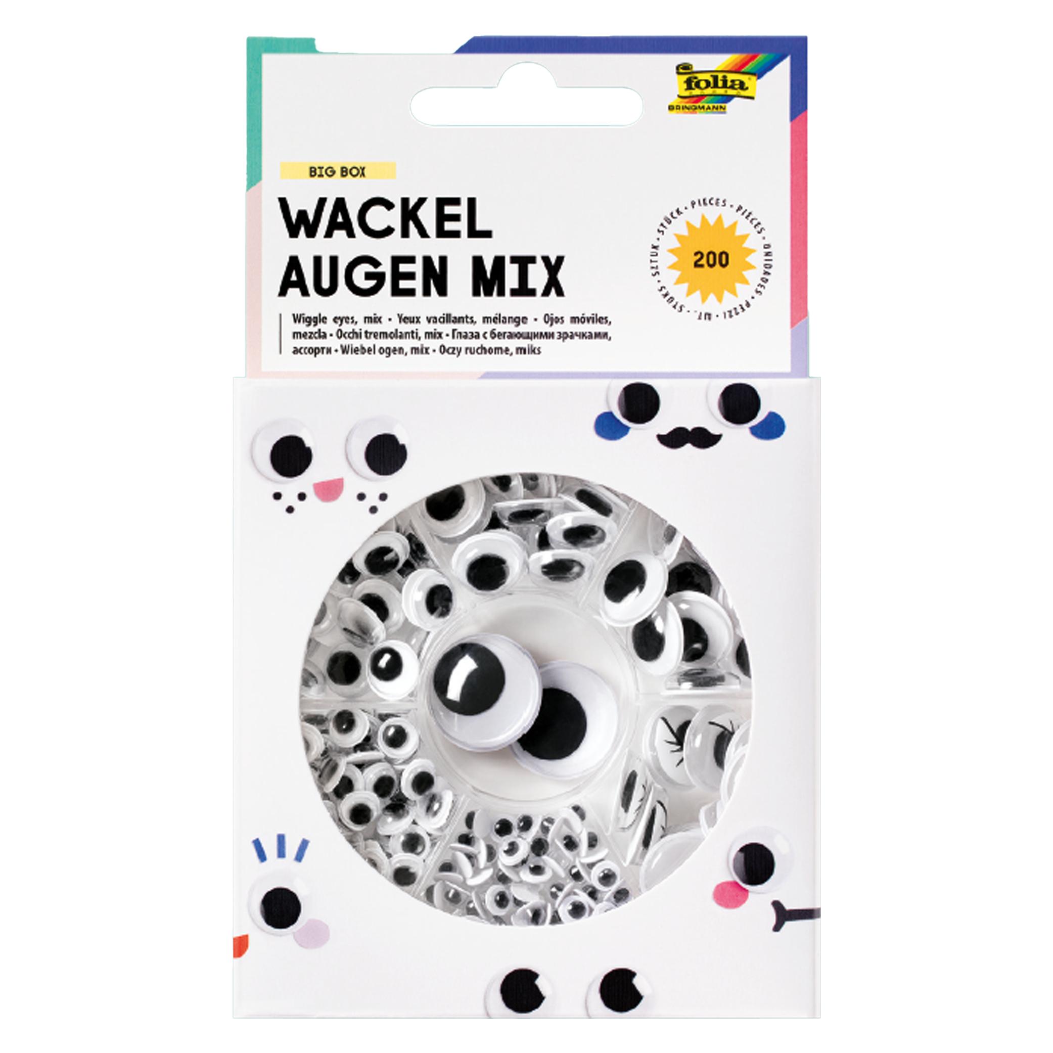 Folia Wackelaugen, sieben Versionen, 200 Stück, Selbstklebend (7549)
