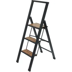 WENKO Alu-Design Klapptrittleiter 3-stufig Schwarz
