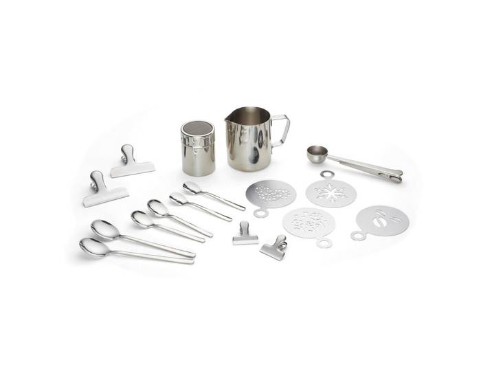 Echtwerk Kaffeeset, Silberfarben, Metall, 23-teilig, 350 ml, 10.5 cm, stoßfest, robust, lebensmittelecht, Geschirr, Geschirrsets, Kaffeeservice
