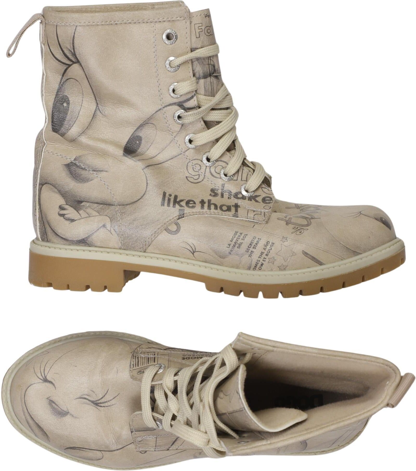 Dogo Damen Stiefelette, Beige, Gr. EU 37, Kunstleder - Second Hand
