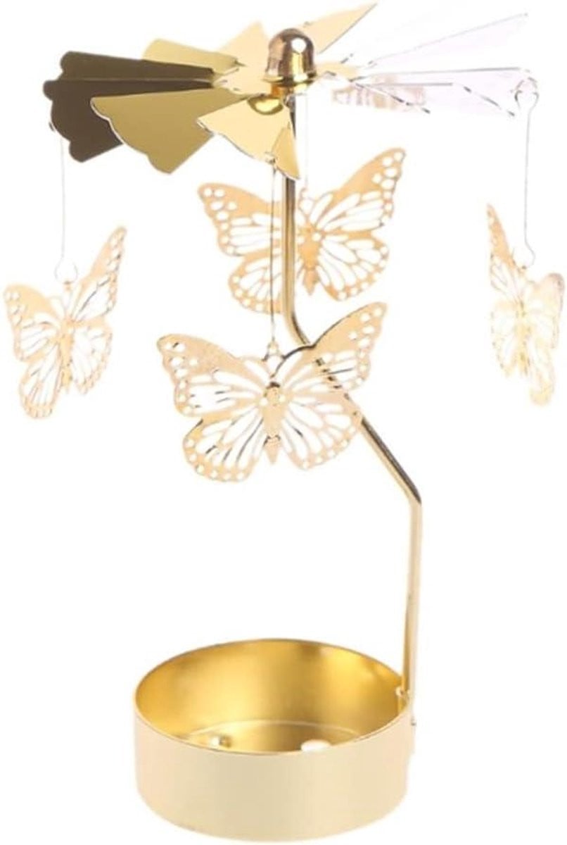 Gouden roterende kandelaar voor tealights, Hoogte: 13 cm