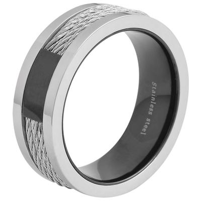 Fingerring ADELIA´S "Herren Ring aus Edelstahl" Gr. 74, silber (schwarz), Fingerringe, Herren, 74, Edelstahl, Fingerring
