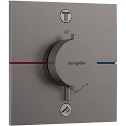 Hansgrohe ShowerSelect Comfort E Thermostat Unterputz, Brushed Black Chrome, 2 Verbraucher, flache Rosette, einfache Installation