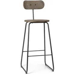 Mater Earth Barhocker mit Rückenlehne, höhe 74 cm, coffee waste dark