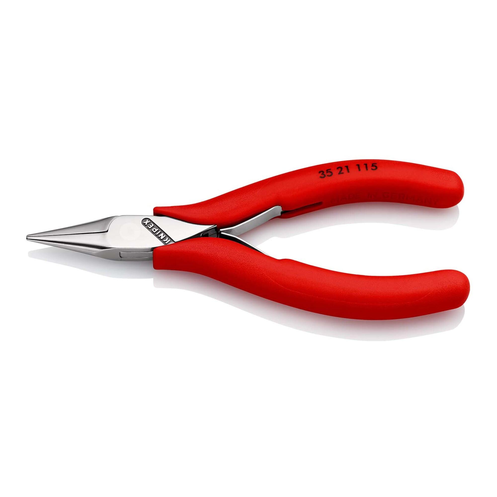 KNIPEX 35 21 115 Elektronik-Greifzange mit durchgestecktem Gelenk mit rutschhemmenden Kunststoff-Hüllen 115 mm)