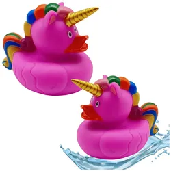 Ente Einhorn Badespielzeug Regenbogen Mähne Schwanz Rosa