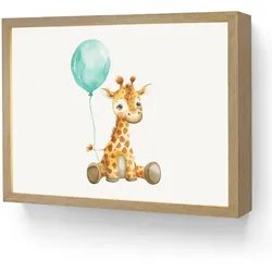 WANDLEUCHTE MIT AKKU Giraffe - Baby - Tiere - Blauer Ballon LED 40x30 cm Wandlampe