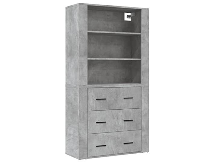 Kaorsrow Highboard Betongrau 2-Teilig Holzwerkstoff Schrank 80x33x150 cm Platzsparende Wandmontage für Wohnzimmer und Schlafzimmer mit viel Stauraum im modernen Betondesign.