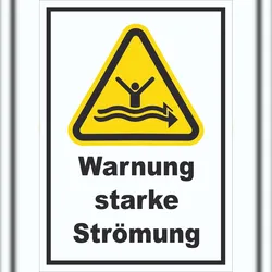 HB-Druck Schild Warnung starke Strömung A6 (105x148mm)
