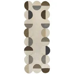 KADIMA DESIGN Teppich aus Wolle | Moderner Läufer mit Jakobsmuschel-Rahmen Muster | 80x230cm