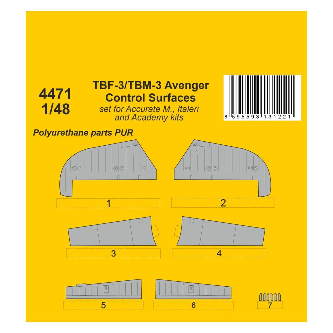 CMK TBF-3/TBM-3 Avenger Control Surfaces (129-4471)