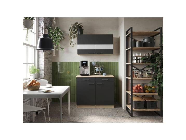 Buffet Merle Schwarz, Eiche Dekor B: 100 cm