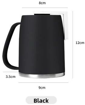 Uplift Picks Magnetic 304 Stainless Steel Mouthwash Cup With Wall Holder And Handle black