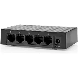 Nedis Netzwerkschalter Wired Geschwindigkeit: Gigabit Anzahl Ethernet-Ports: 5 (5 Ports), Netzwerk Switch, Schwarz