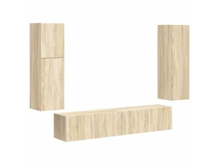 GHVBNMF 4-TLG. TV-Schranksystem Wandmontage Sonoma-Eiche Holzwerkstoff Vierteiliges Hängeschrank-Set aus pflegeleichtem Holzwerkstoff für Wohnzimmer und Flur mit flexiblen Stellmöglichkeiten.