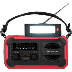 Thomson Emergency Hand Crank Radio w/ Solar - Red (MW, Bluetooth), Radio, Rot