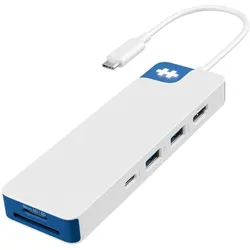 Hyper HyperDrive Flex 8 Port USB-C (USB-C, 8 Ports), Dockingstation + USB Hub, Weiss, Blau