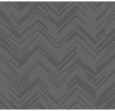 Antonina Vella Polished Chevron Charcoal & Silver Wallpaper