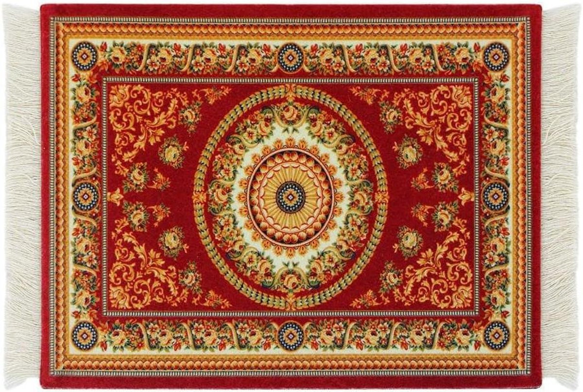 Perzisch Muismat Mini Tapijt met Franjes voor Bureaugebruik - 18 x 23 cm - Meerdere Kleuren