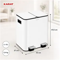 Karat Mülleimer Logan, Abfalleimer, Weiss