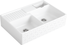 Villeroy & Boch 632392M1 Spülstein Doppelbecken Mosaïque Keramikspüle Excenterbetätigung Spülstein 90cm Unterschrank