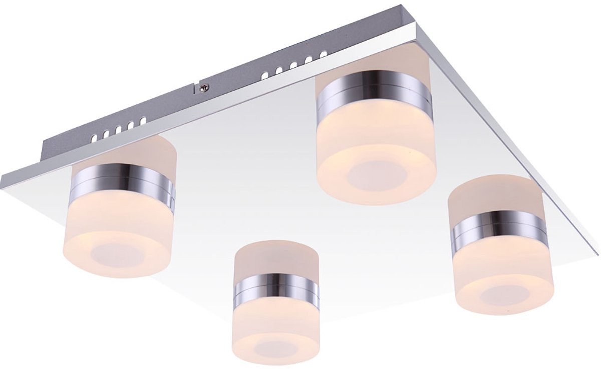 Globo Lighting LED plafondlamp 16 Watt modern ring design chrome en acryl