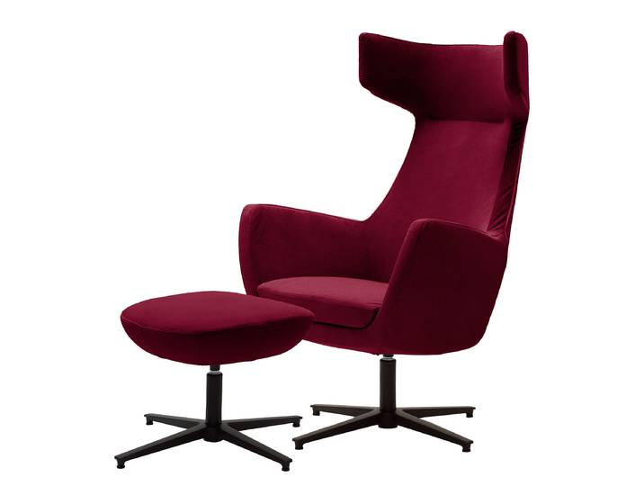 Fauteuil lounge LUZO Rouge Velours Vaia 76 x 117 x 74cm