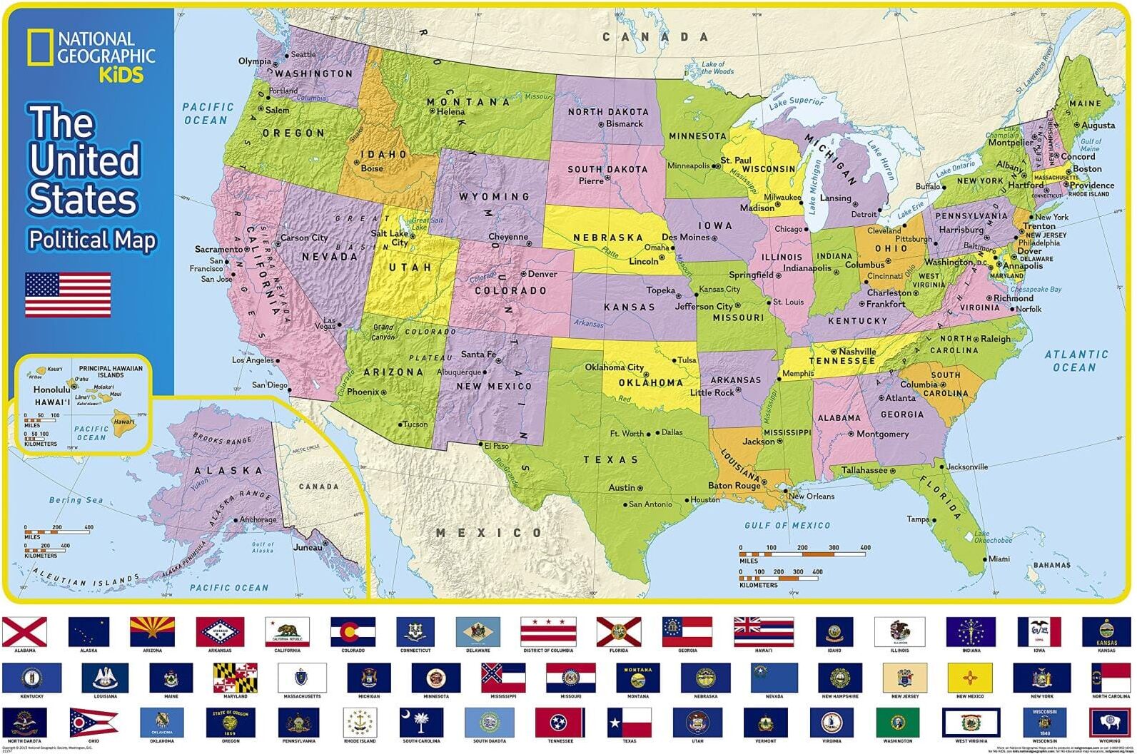 Carte murale - Les États-Unis pour les enfants   National Geographic
