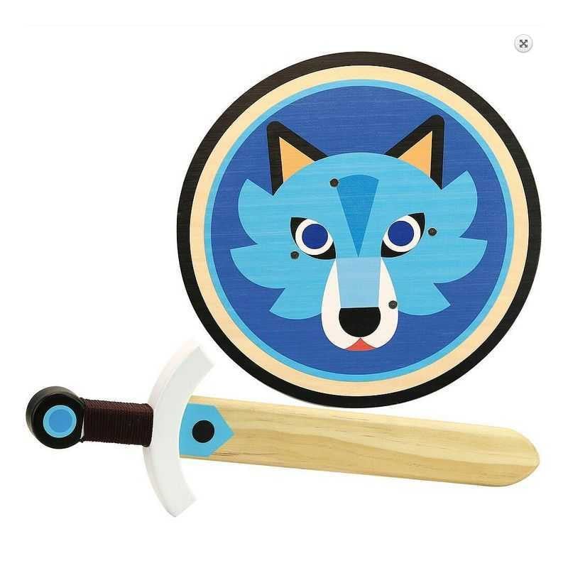 Vilac Houten Schild en Zwaard Loup Battle Axt Meerkleurig