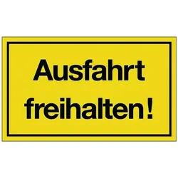 Hinweiszeichen Ausfahrt freihalten! L250xB150mm gelb schwarz Ku.