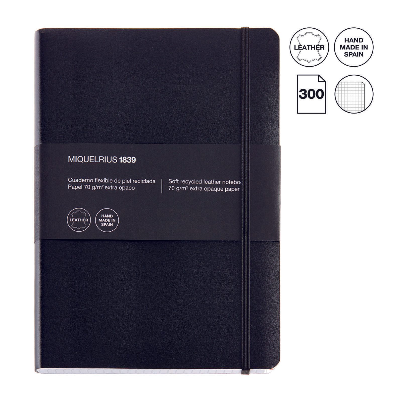 MIQUELRIUS Leather Notizbuch ca. DIN A5 kariert, Anzahl der Seiten: 300 A040290
