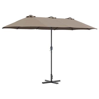 Helloshop26 - Moderner faltbarer Gartenschirm Sommer 370 x 197 x 239 cm taupefarbenes Polyester