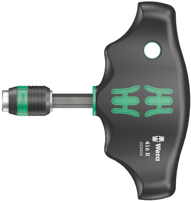 Porte-embouts à poignée transversale Wera 416 R avec mandrin à serrage rapide Rapidaptor, 1/4