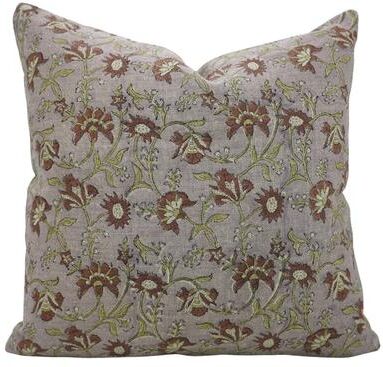 Fabdivine Cushion Cover Block Printed Throw Pillowcase Thick Linen, Nayab