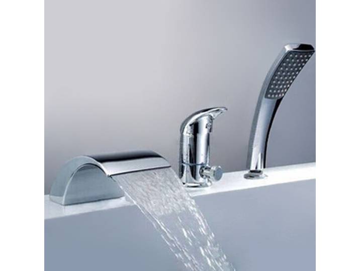 Robinet de lavabo, ensemble trois pièces tout en cuivre, avec robinets chauds et froids extractibles, trois trous pour salle de bain