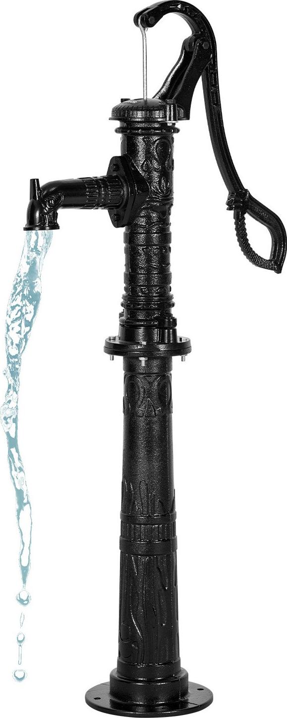 Schwengelpumpe Antik - Brunnen-Handpumpe Nostalgie - Gusseisen - 6 m Förderhöhe - Erhöhter Sockel - NPT-Anschluss 3,2 cm - Schwarz