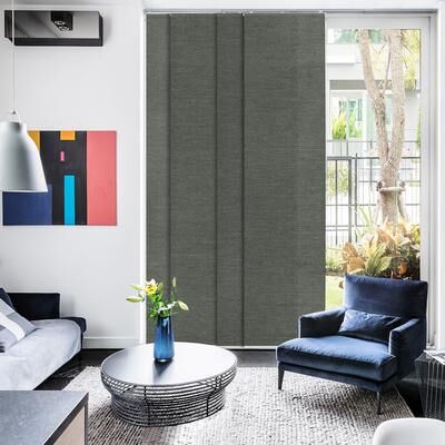 "GoDear Design Natural Woven Adjustable Sliding Panel Track Blinds, Vertical Blinds, Dazzling Series, 45.8""- 86"" W x 96"" L"