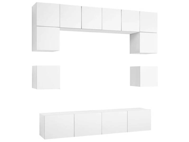 GHVBNMF 8-TLG TV-Schrank-Set Hängend Wandmontage Weiß Holzwerkstoff Flexibles 8-teiliges Lowboard System zur Wandmontage für Wohnzimmer und Schlafzimmer mit reichlich Stauraum