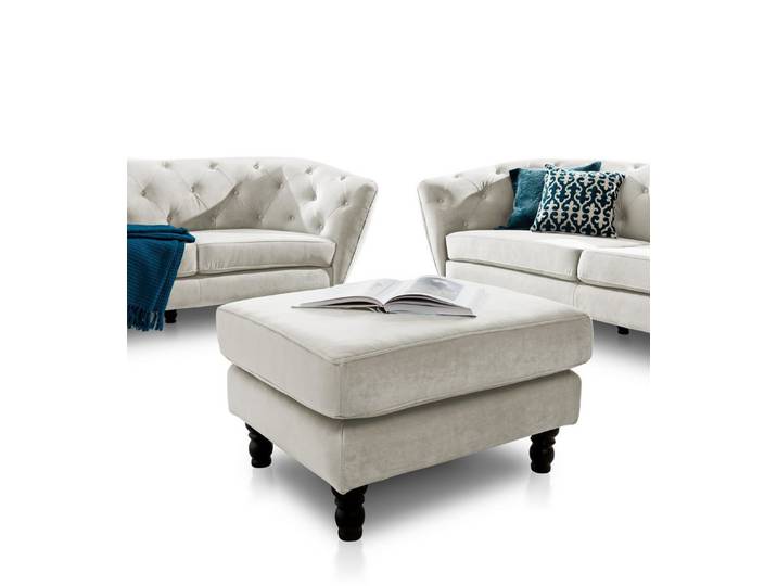 Fun Möbel Polsterhocker Polsterhocker Sitzhocker CHARLOTTE in Stoff Matt Velvet (Sofa Charlotte Hocker Stoff)