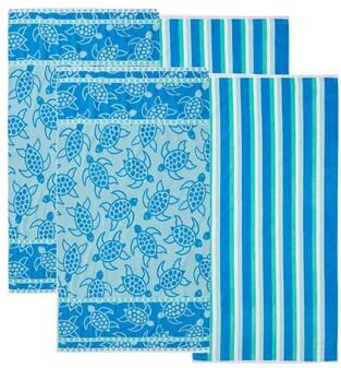 Linery & Co. Cotton Jacquard 4 Pack Summer Beach Towels.