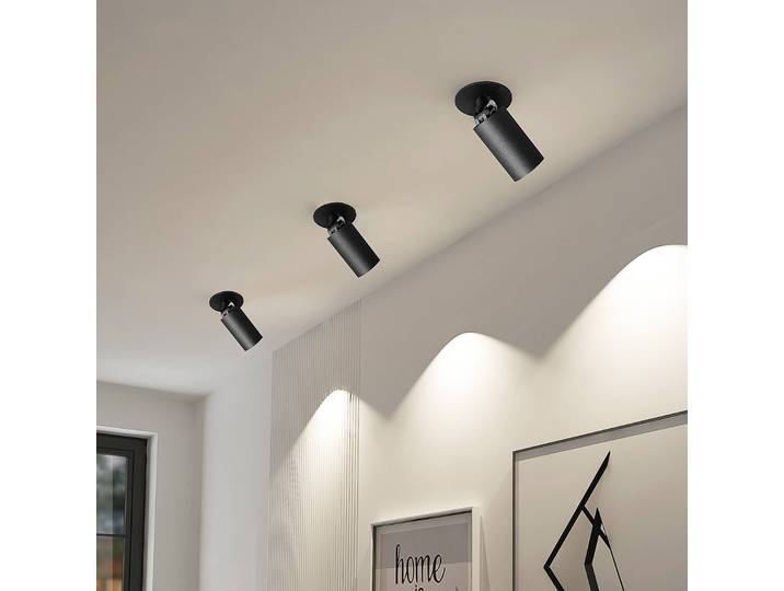 Arcchio Einbaustrahler Davin, schwarz, Zylinder, 3er-Set Davin Arcchio, dimmbar, schwarz, für Wohn- / Esszimmer, Aluminium, Modern, Einbaustrahler