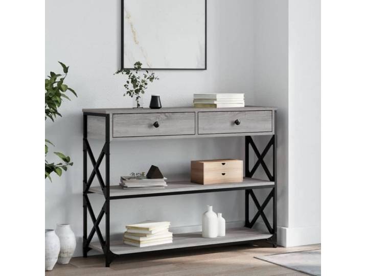 Table console sonoma gris 100x28x75 cm bois d'ingénierie 834193