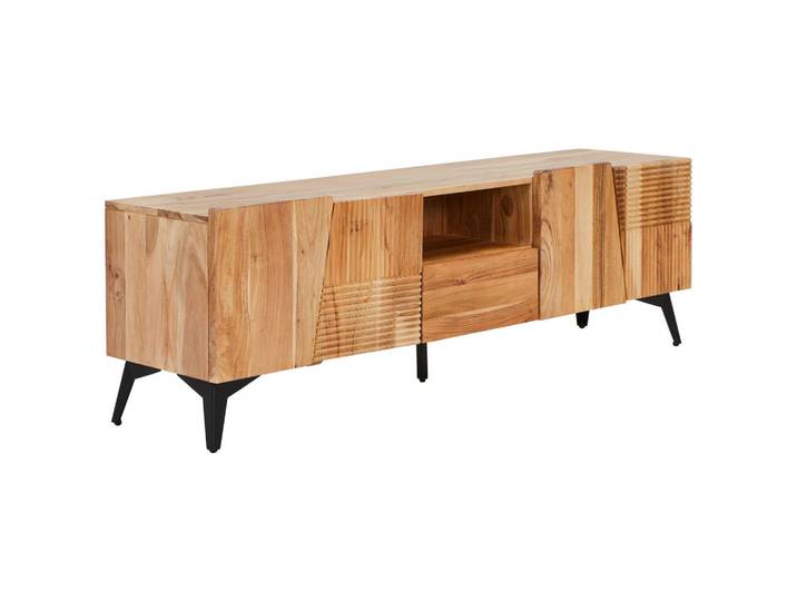 Livetastic Lowboard, Schwarz, Akazie, Holz, Metall, Akazie, Holz, 1 Fächer, 1 Schublade(n) Schubladen, 160x50x40 cm, Holzmöbel, Kleinmöbel Holz, Holzkommoden, Lowboards Holz