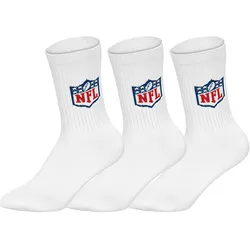 NFL Unisex Socken, 3er Pack - NFL Shield 3Pack Crew Socks, Logo, Baumwollmischung Weiß / 39-42