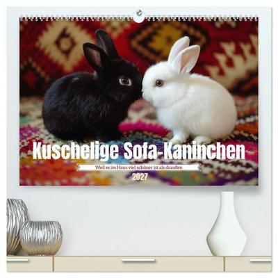 Kuschelige Sofa-Kaninchen (hochwertiger Premium Wandkalender 2027 DIN A2 quer), Kunstdruck in Hochglanz