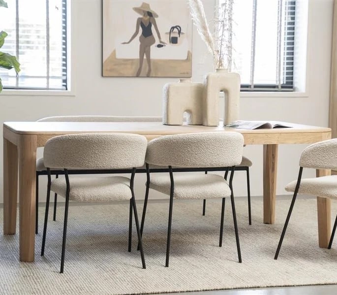 Eleonora Stoel met armleuningen - Beige Boucle - Scandinavisch Design
