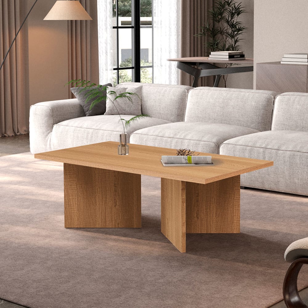 Maison et Styles Table basse rectangle 125x65x42 cm effet chêne - arilo Marron 125x42x65cm