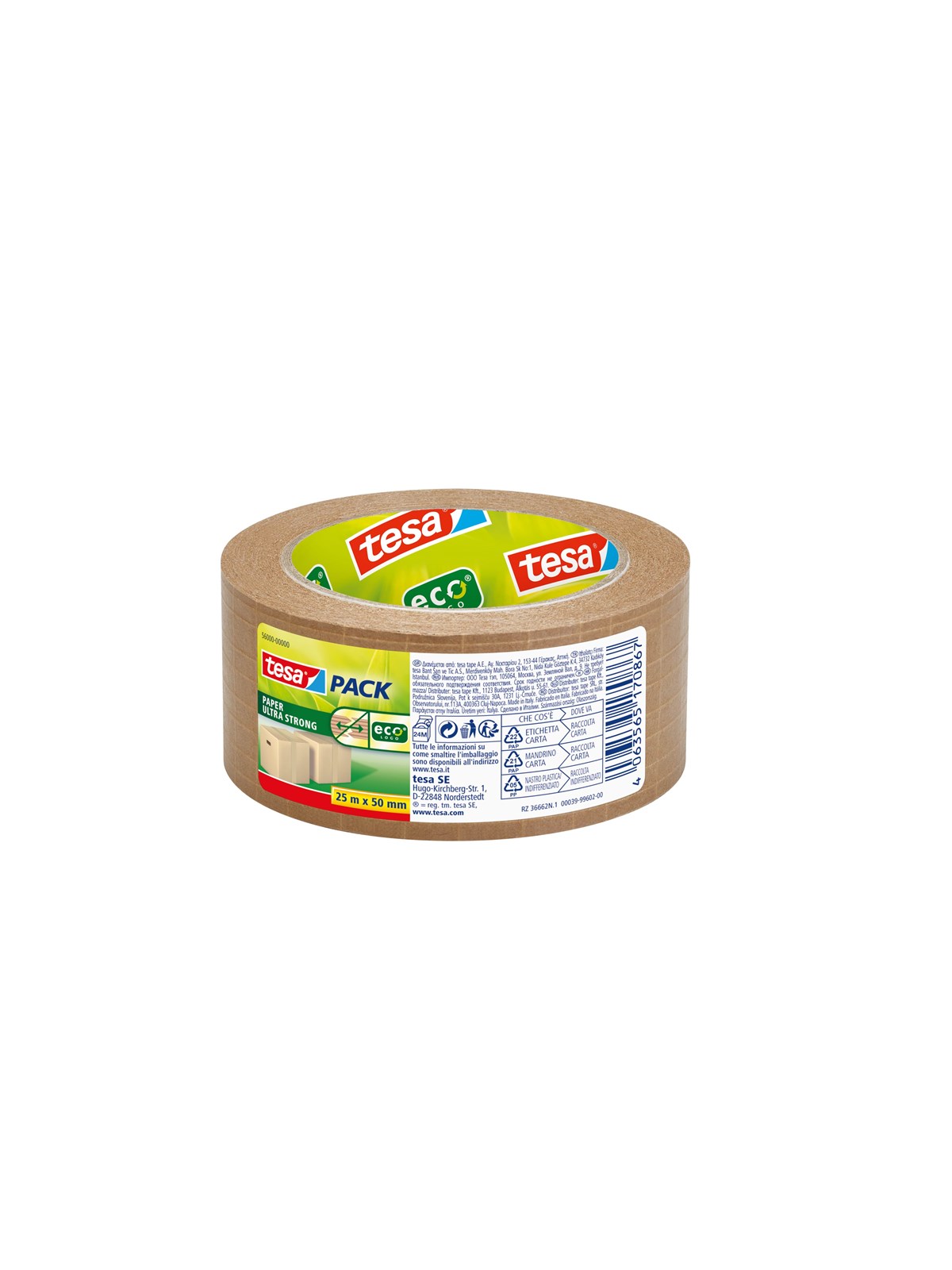 tesa pack Paper Ultra Strong Packaging Tape ecoLogo 25m x 50mm Brown