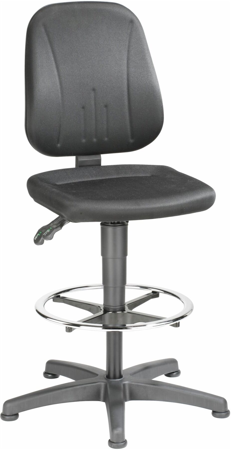bimos Arbeitsdrehstuhl Unitec mit Gleiter und Fußring und Stoff schwarz Sitzhöhe 580-850 mm (9651-CI01)
